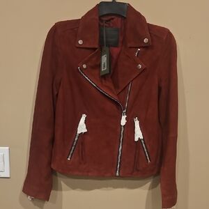 Allsaints Women's Suede Biker Jacket - Rust